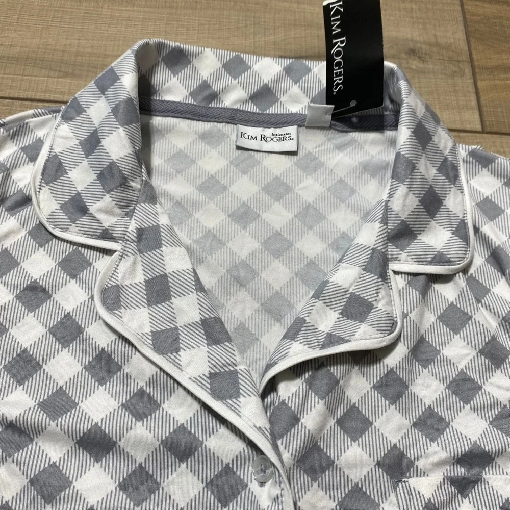 Kim Rogers Intimates Womens Shepard Check Pattern Button Up Pajama Top Small - Picture 7 of 11